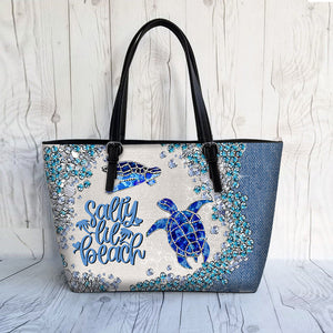 Turtle Bling - Personalized Turtle Leather Bag