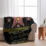 Star Of Fame Best Grandma Grandpa Mom Dad Ever - Personalized Grandma Blanket