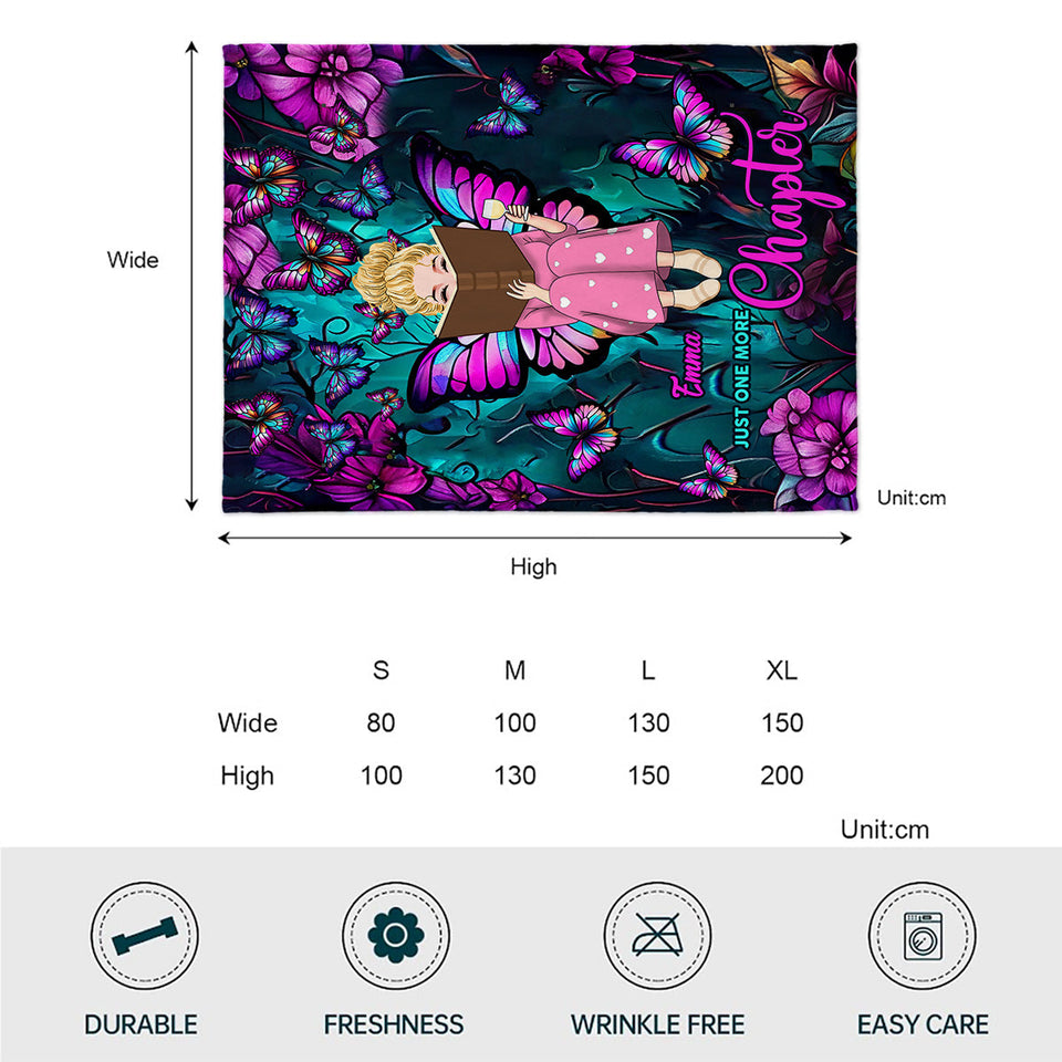 Book Girl With Butterflies And Flowers - Personalized Book Blanket