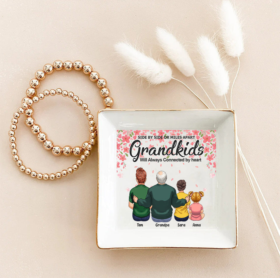 Side By Side - Gift for grandma, grandpa - Personalized Jewelry Dish