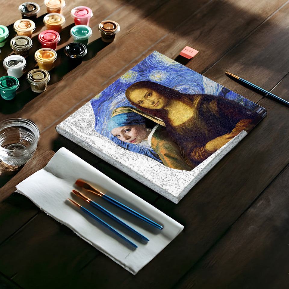Bestie Selfie Mona Lisa Girl With Pearl Earrings - Personalized Bestie Paint By Numbers Kit
