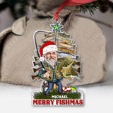 Merry Fishmas - Fishing gift for dad, grandpa, him, husband - Personalized Transparent Ornament