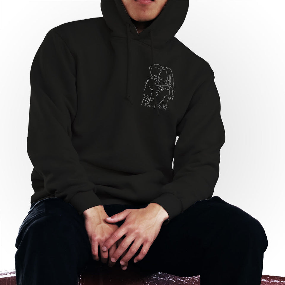 Custom Line Art - Personalized Step Mom Embroidered Hoodie