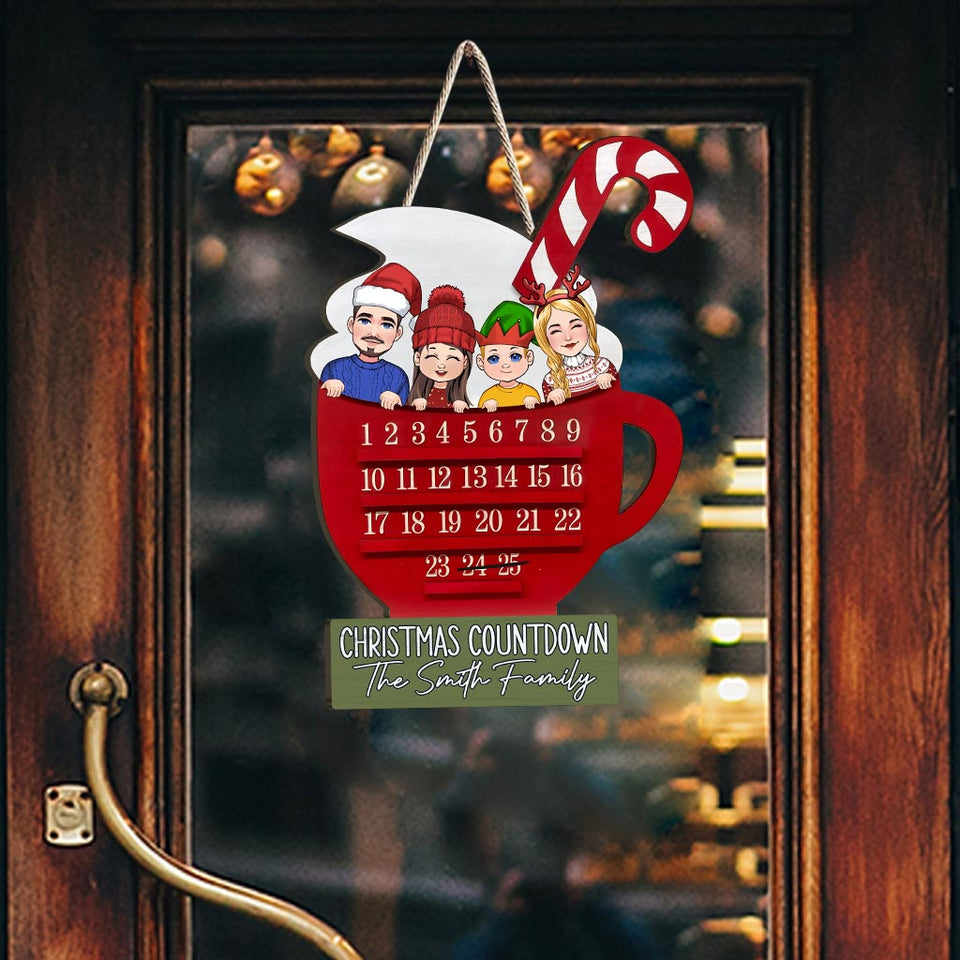 Christmas Countdown - Personalized Family Wood Sign