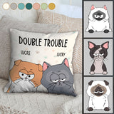 Double Trouble - Personalized Cat Throw Pillow