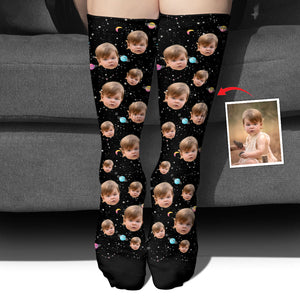 Custom Face Galaxy - Personalized granddaughter Socks