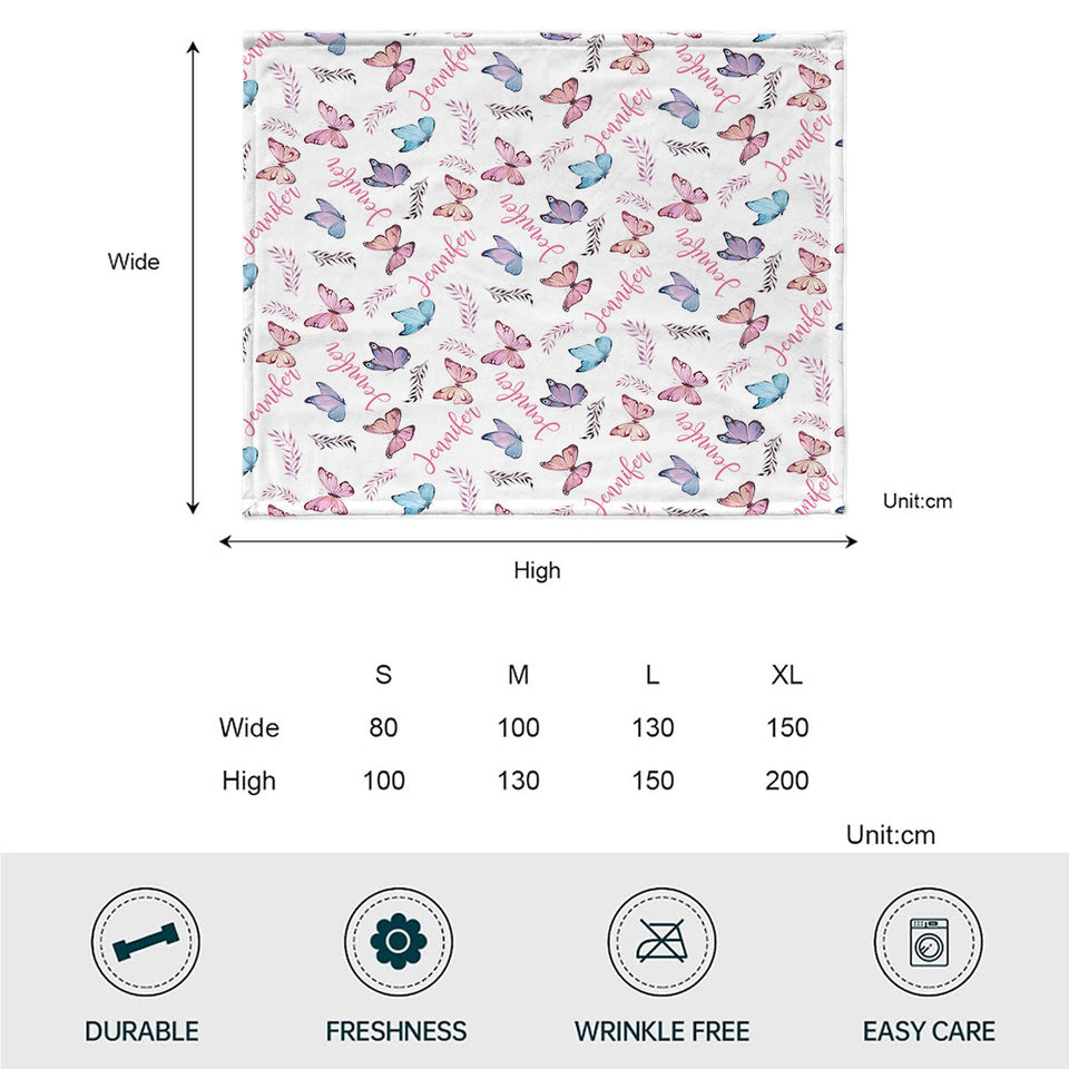 Butterfly Custom Name - Personalized Sibling Blanket