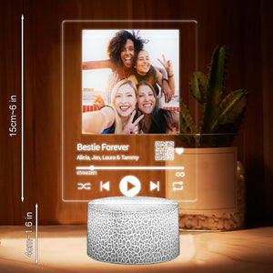 Bestie Forever Personalized Song - Personalized Bestie Shaped Plaque Light Base
