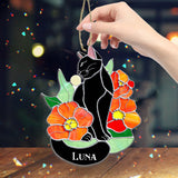 Black Cat - Personalized Black Cat Suncatcher