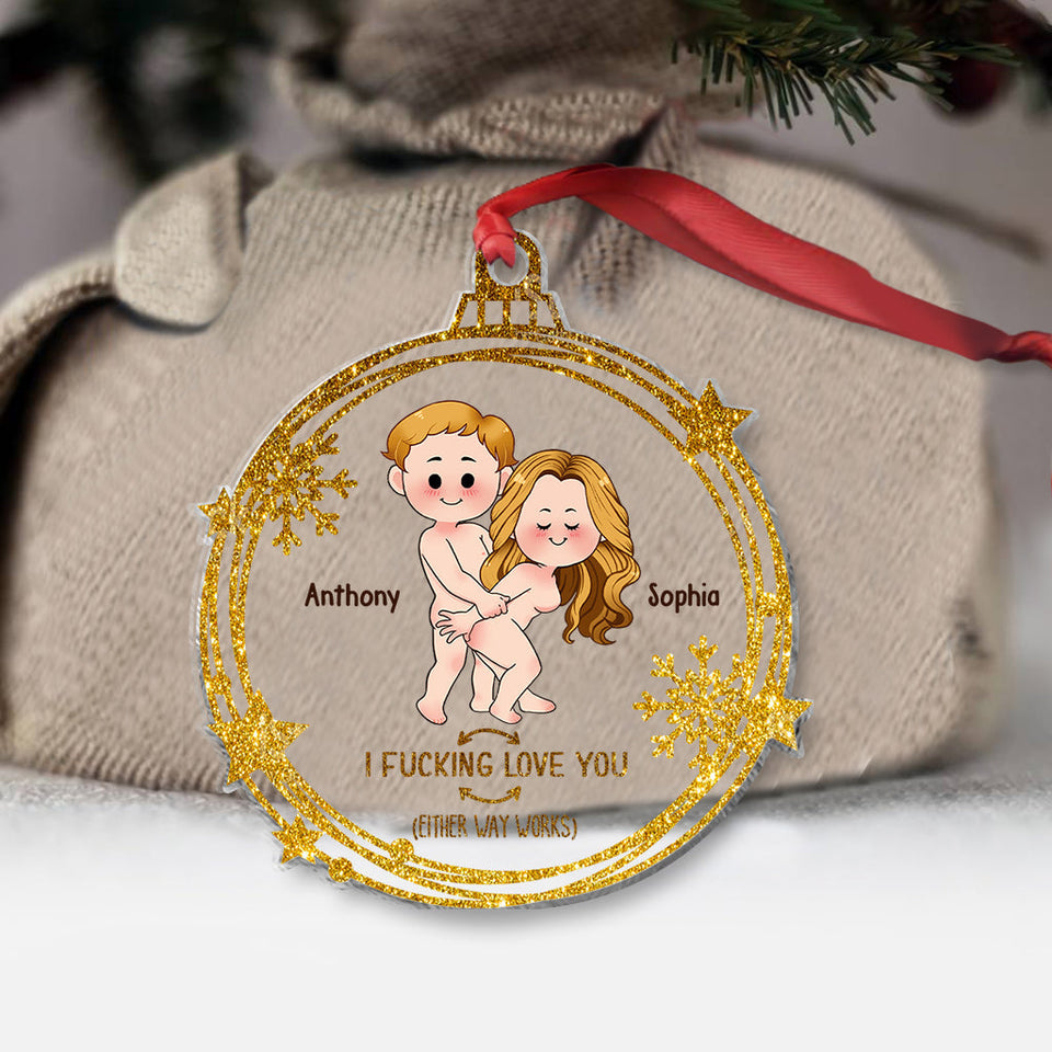 I Love You - Personalized Couple Transparent Ornament