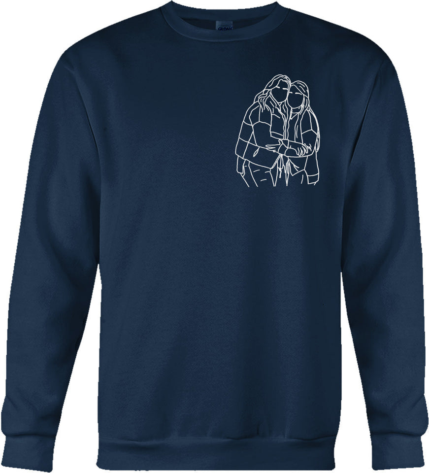 Custom Line Art - Personalized Sibling Embroidered Sweater