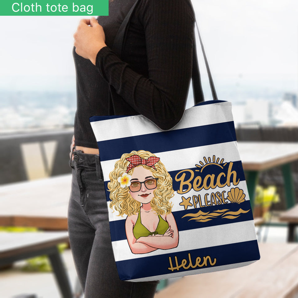 Beach Please - Personalized Sea Lover Tote Bag