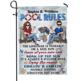 Pool Rules Swim At Your Own Risk - Personalized Backyard Garden Flag