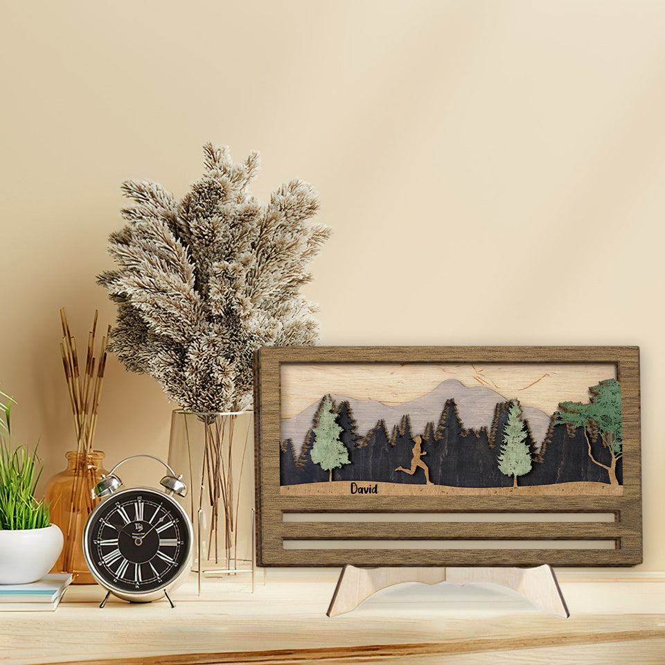 Medal Display - Personalized Running 2 Layered Wood Sign / Wood Plaque