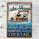 Lake House - Personalized Pontoon Rectangle Metal Sign