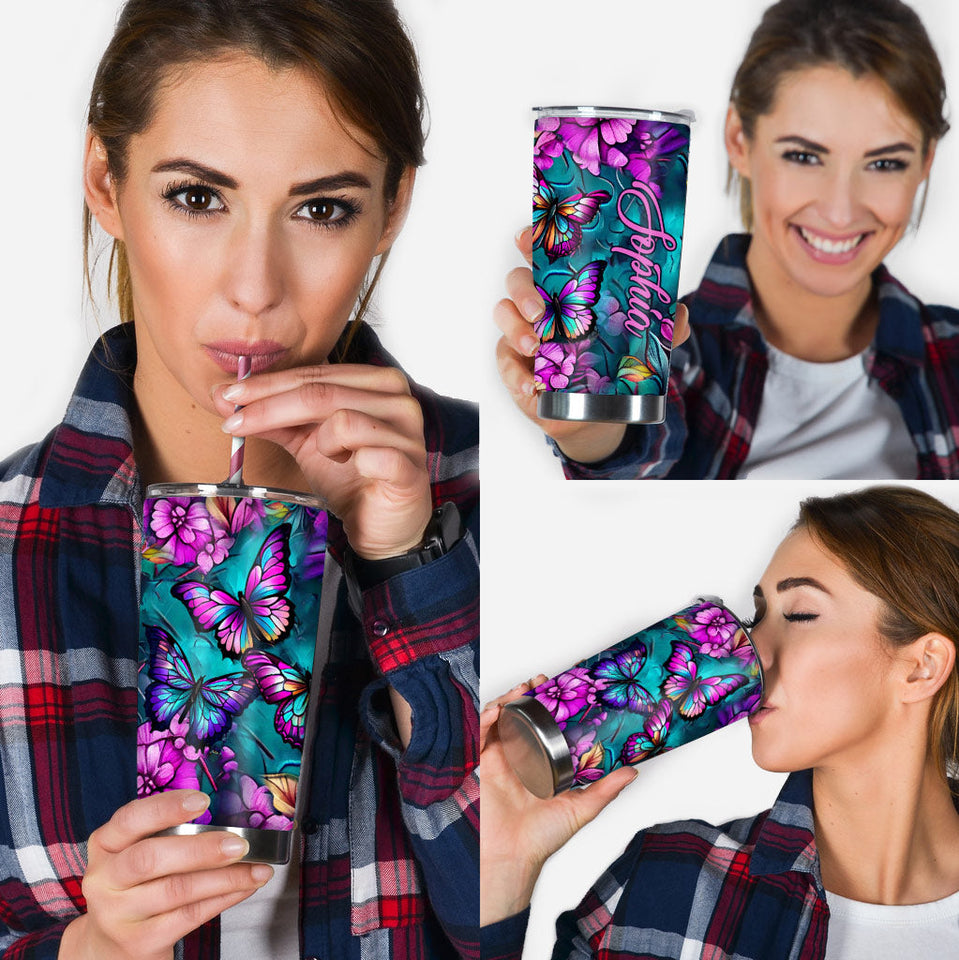 Beautiful Butterflies - Personalized Butterfly Tumbler
