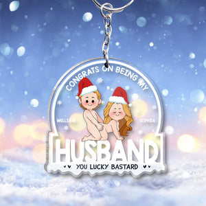 Congrats On Being My Husband - Personalized Couple Keychain