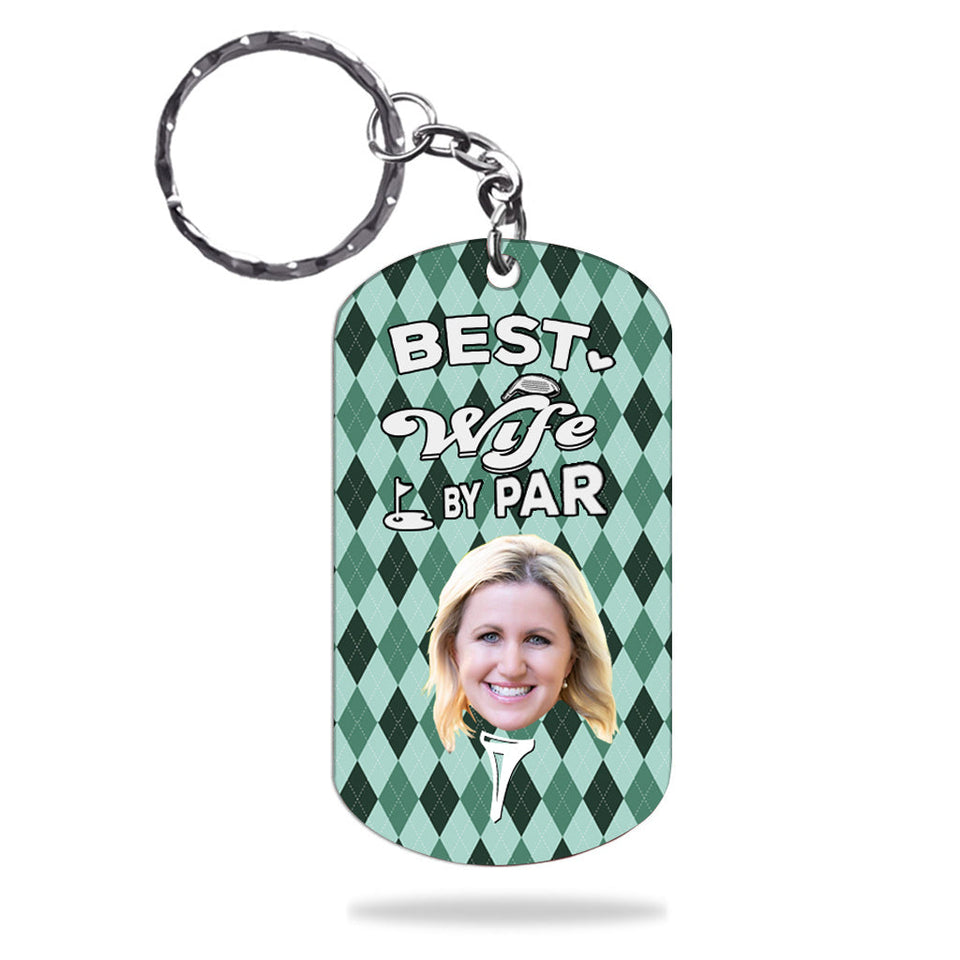 Best Dad By Par - Golf gift for dad, him, boyfriend, husband, grandpa - Personalized Stainless Steel Keychain