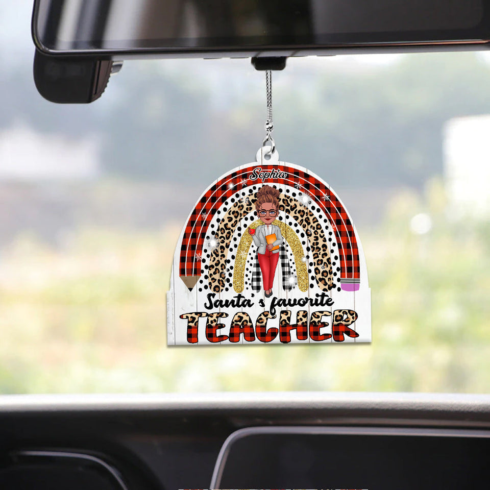 Santa's Favorite Teacher - Personalized Teacher Car Ornament