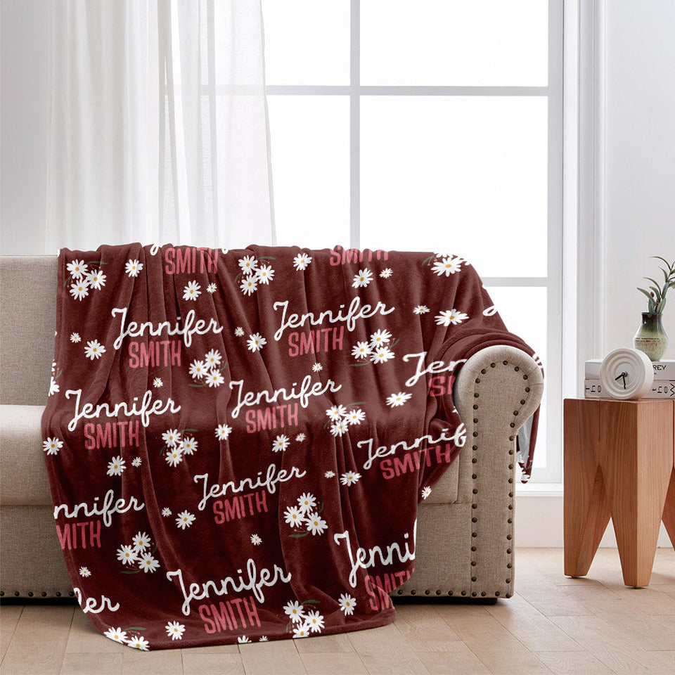 Daisy Custom Name - Personalized Sibling Blanket