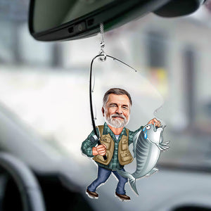 Photo Inserted Funny Fishing - Personalized Fishing Car Ornament