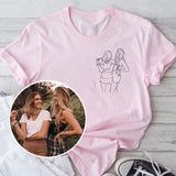 Custom Line Art - Personalized granddaughter Embroidered T-shirt