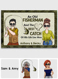 An Old Fisherman And The Best Catch Of His Life - Personalized Fishing Doormat
