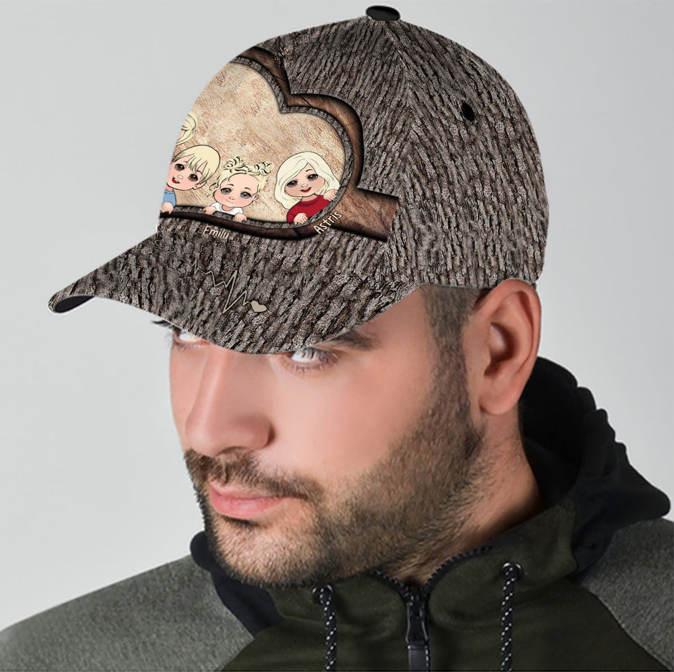 Whenever You Touch This Heart - Gift for dad, grandma, grandpa, mom, uncle, aunt, brother, sister - Personalized Classic Cap