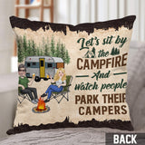 Let's Sit By The Campfire - Personalized Camping Throw Pillow