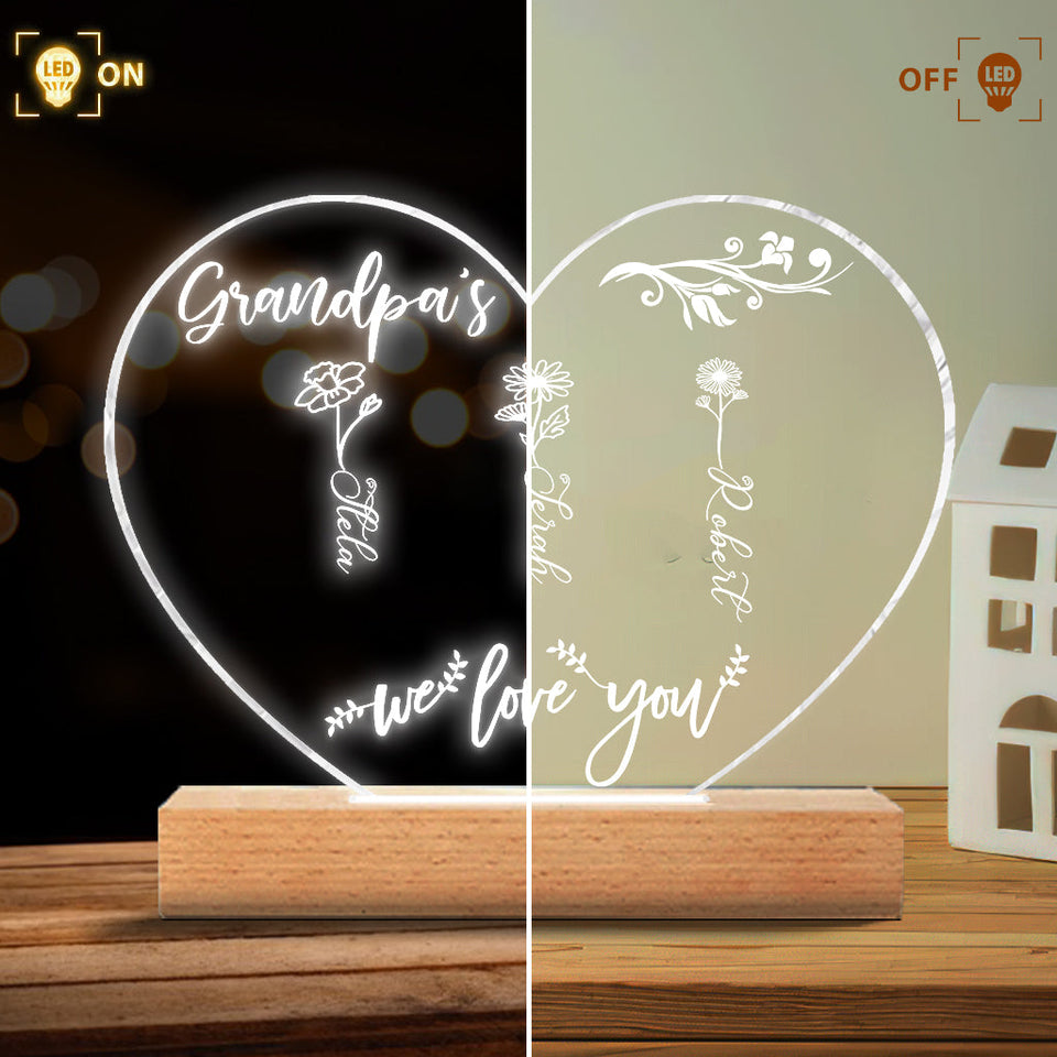 Mom’s Garden - Gift for grandma, mom, aunt, grandpa - Personalized Shaped Plaque Light Base