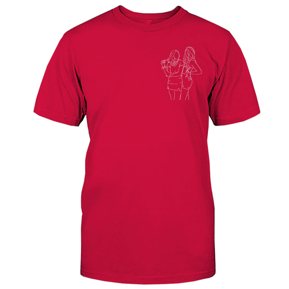 Custom Line Art - Personalized Daughter Embroidered T-shirt