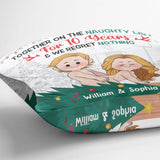 Together On The Naughty List - Personalized Couple Throw Pillow