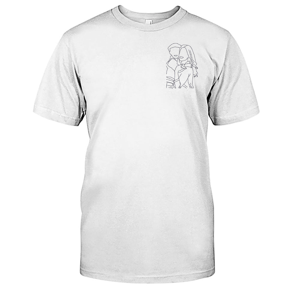 Custom Line Art - Personalized Step Mom Embroidered T-shirt