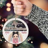Baby 1st Christmas - Personalized Newborn 2 Layered Piece Mix Ornament