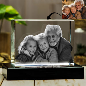 Custom Photo - Personalized Grandpa Laser Engraving 3D Cuboid Shaped Crystal Lamp