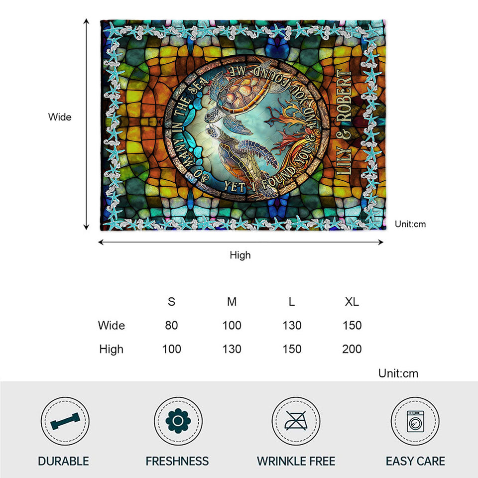 So Many In The Sea - Personalized Turtle Blanket