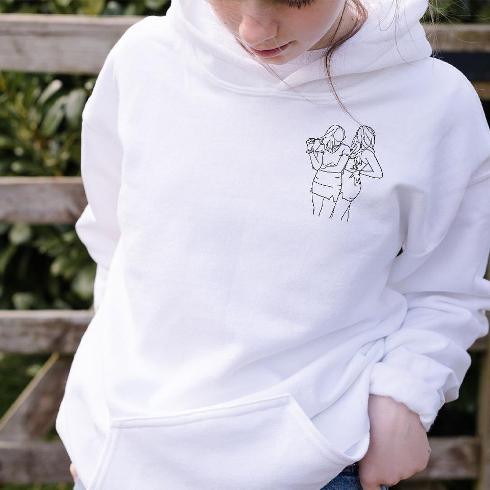 Custom Line Art - Personalized Daughter Embroidered Hoodie