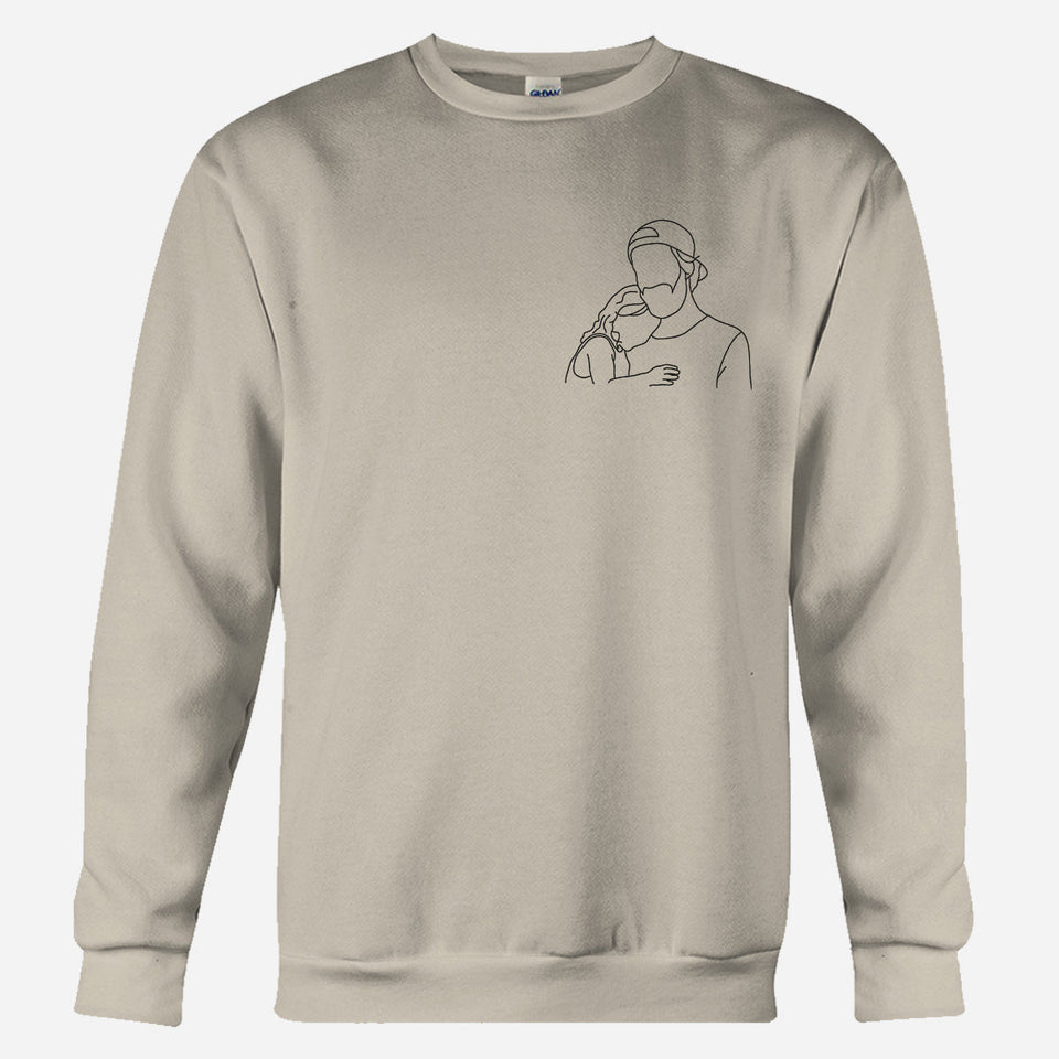 Custom Line Art - Personalized Step Dad Embroidered Sweater