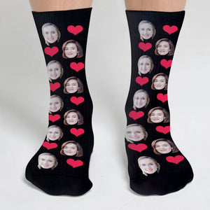 Custom Face Heart Pattern - Personalized Bestie Socks