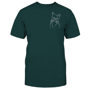 Custom Line Art - Personalized Cat Embroidered T-shirt