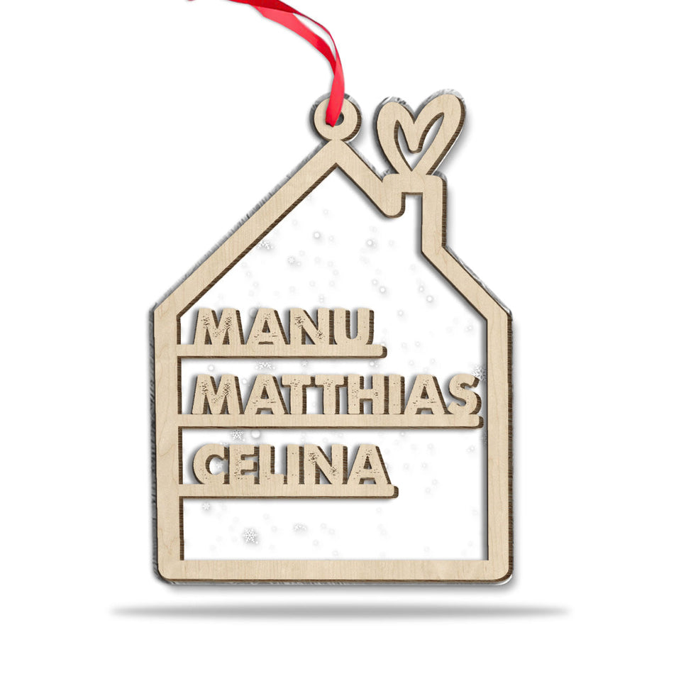 Family Name - Personalized Family 2 Layered Piece Mix Ornament