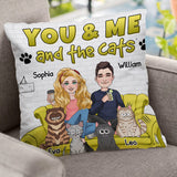 You And Me And The Cats - Personalized Cat Throw Pillow