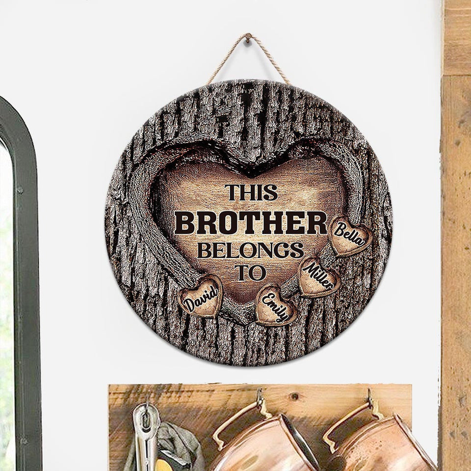 Dad's Heart - Gift for dad, grandma, grandpa, mom, uncle, aunt, brother, sister - Personalized Round Wood Sign