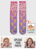 Custom Face Purple Pattern - Personalized Sibling Socks