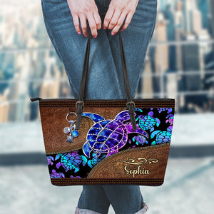 Salty Lil' Beach - Personalized Turtle Leather Bag