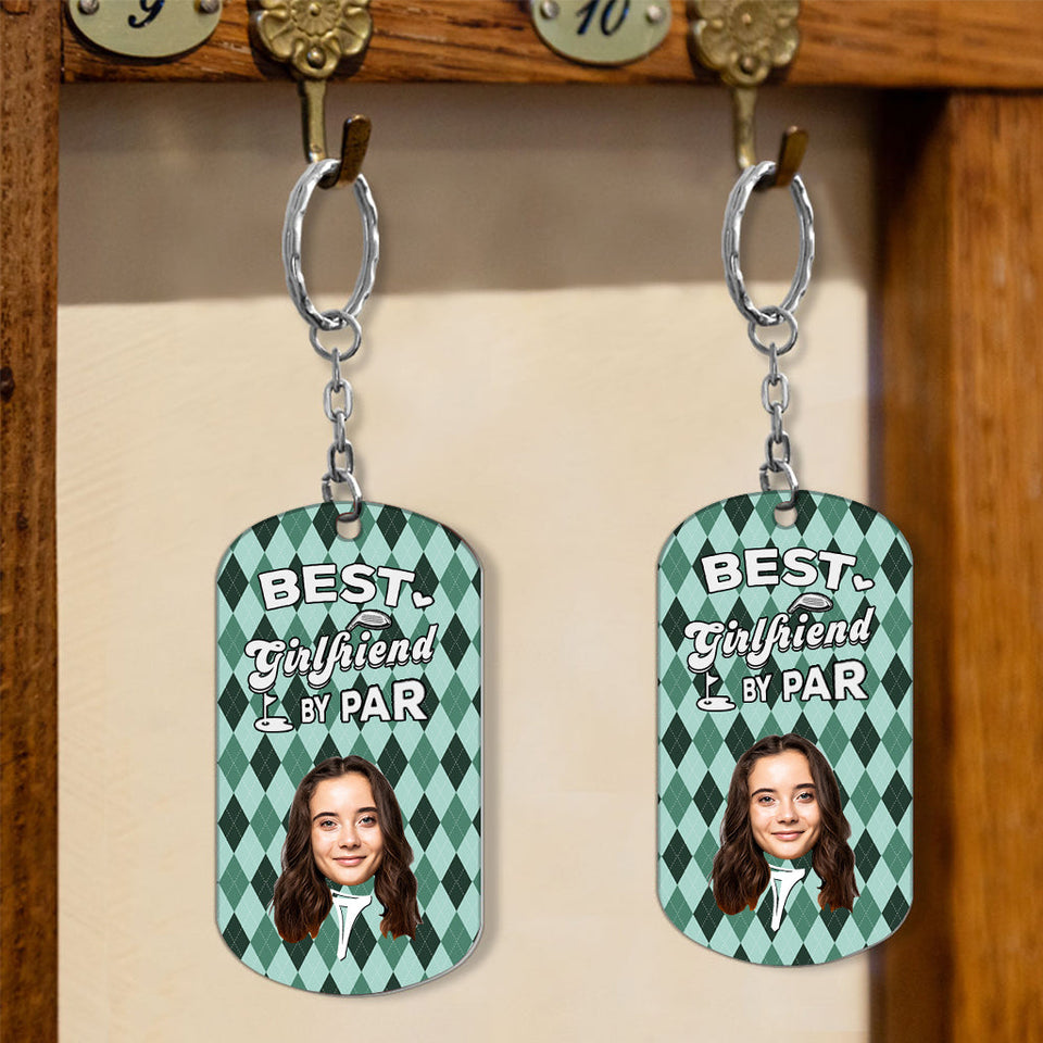 Best Dad By Par - Golf gift for dad, him, boyfriend, husband, grandpa - Personalized Stainless Steel Keychain