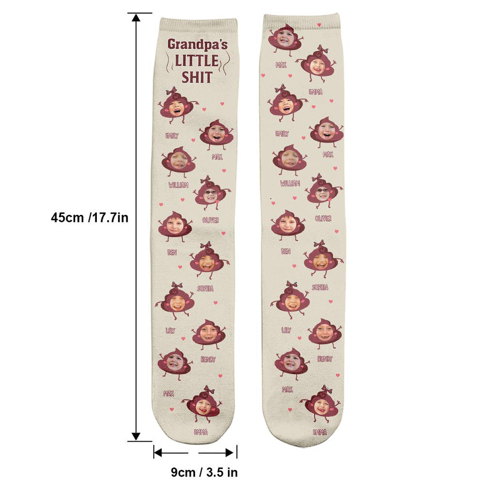 Daddy Little Shits - Gift for dad, grandma, grandpa, mom, uncle, aunt, brother, sister - Personalized Socks