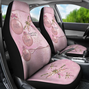 Faith Hope Love Metal Pattern Print Breast Cancer Awareness Seat Covers 0622