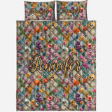 Floral Skeleton - Personalized Skull Quilt Set
