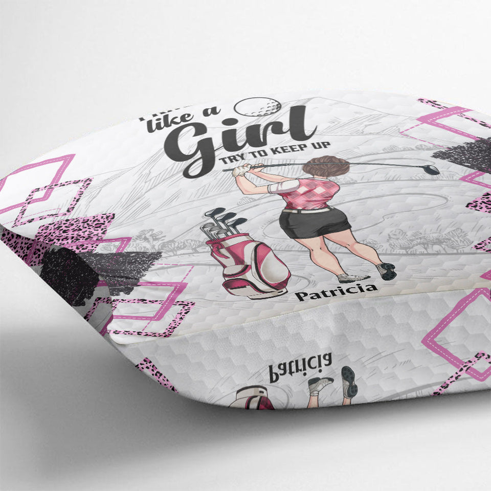 Golf Instruction - Golf gift for her, girlfriend, wife, daughter - Personalized Throw Pillow